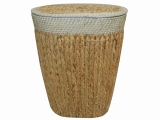 Bespoke Oval Water Hyacinth Laundry Hamper with Rope Rim - Sustainable Storage Solution